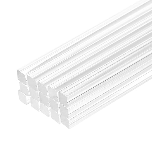 MECCANIXITY 15pcs Acrylic Square Rods 1/8" x 12" Clear Acrylic Dowel Rods by MECCANIXITY
