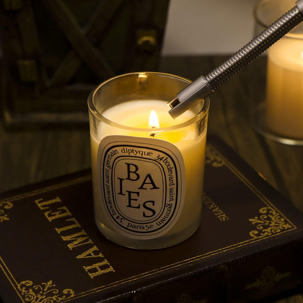 Lsnisni Candle Wick Cutter and Trimmer Set, Electric Lighter, Wick Dipper - Black, 4-Piece, Mom Birthday Gift