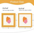 8x8 Picture Frame with Wavy Mat, Wooden Real Glass 8 x 8 Photo Frame - Image 2