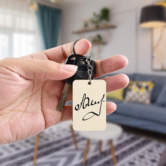 50Pcs Blank Rectangle Wooden Keychain Set, Unfinished Wood Slices - Image 2