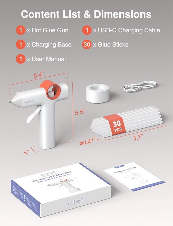 CLEVAST Cordless Hot Glue Gun, 5000mAh Rechargeable Mini Glue Gun - Image 8