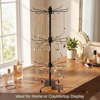 QWORK 3-Tier Rotating Metal Jewelry Display Stand – 2 Sets Adjustable Tabletop - Image 7