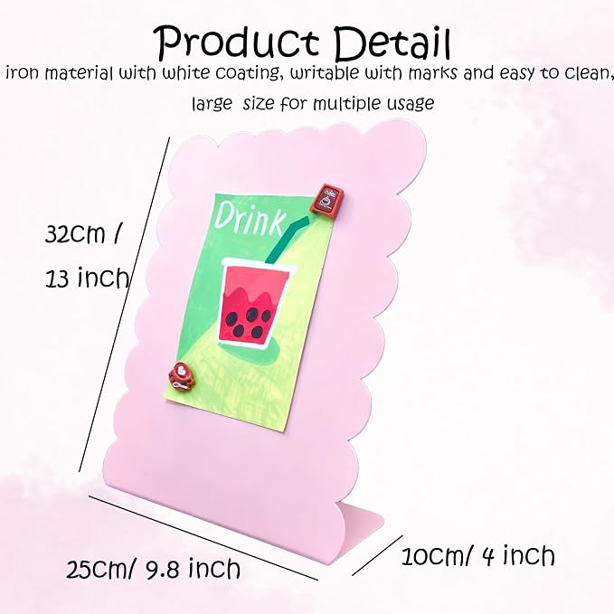 2 Pack Metal Pink Scalloped Magnet Display Board - Image 2