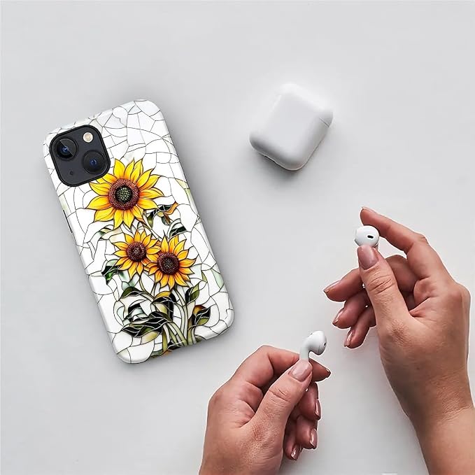 ZHEGAILIAN Case for iPhone 15 Plus, Sunflower Faux Stained Glass Effect Durable - Image 3