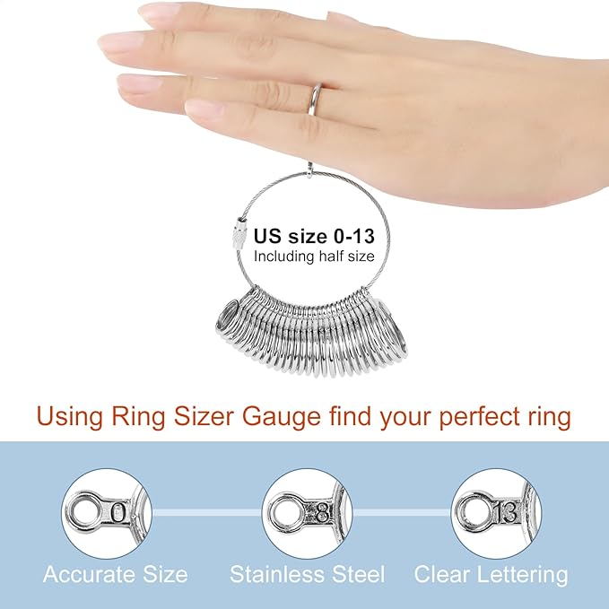 Ring Sizer Measuring Tool Kit, Ring Mandrel Measurer, US Ring Size 0-13 - Image 6