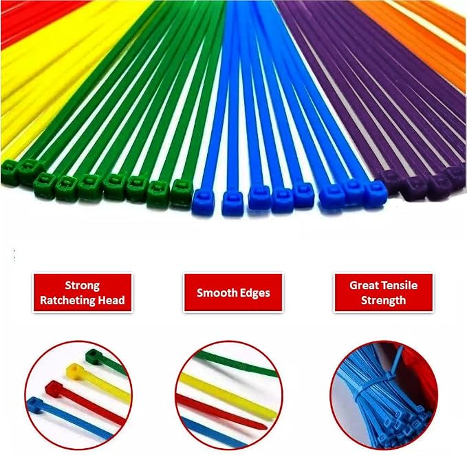 Kable Kontrol Fluorescent Blue Zip Ties 14 Inch 500 Pcs, 50 Lbs Tensile Strength - Image 2