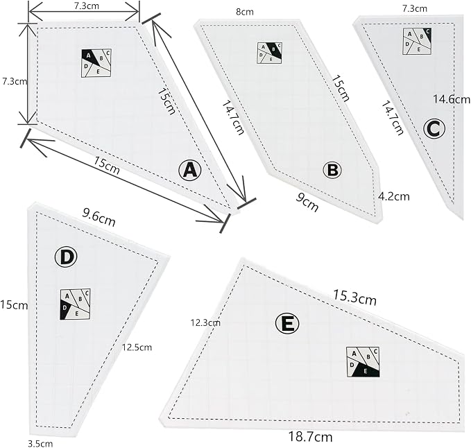 5 Pcs Quilting Rulers and Templates Plexiglass - Image 2