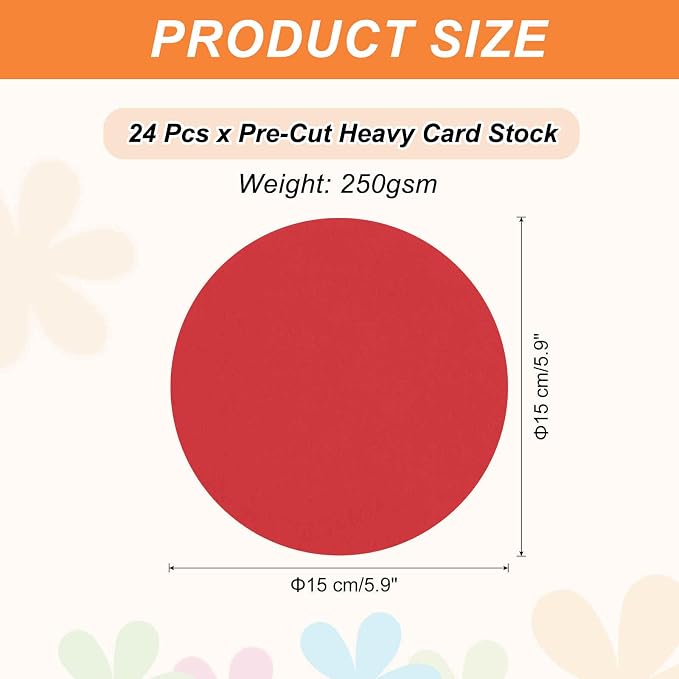 MECCANIXITY 24 Pcs Circle Card Stock, 5.9 Inch Round Cutouts Paper Thick - Image 2