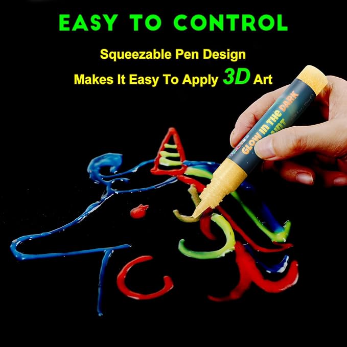 FansArriche Glow in the Dark Fabric Paint, 32 Colors x 20 ml Neon Paint | - Image 4