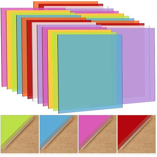 Cindeer 24 Pcs 8 x 8 Inch Colored Cast Acrylic Sheets 0.08'' Thick/ 2mm by Cindeer
