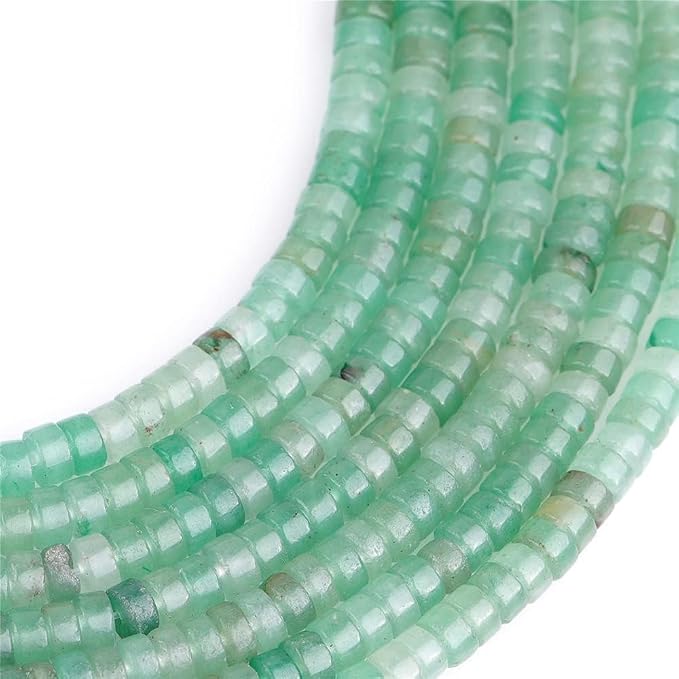 155pcs 4x2mm Genuine Green Aventurine Heishi Disc Rondelle Spacer Stone Semi - Image 3