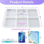 HeyClear Coaster Resin Molds, 6-Cavity Square Coaster Silicone Molds, Silicone - Image 4