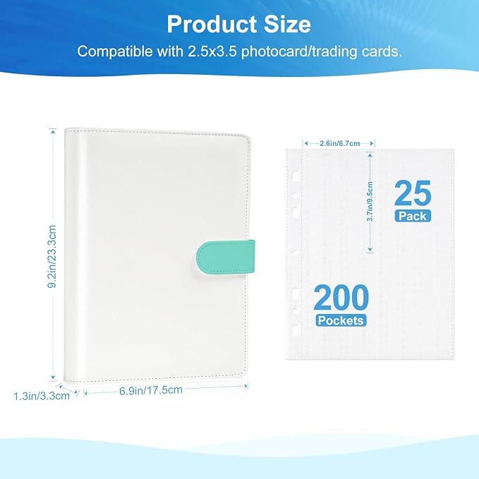 PU Leather Refillable Photo Album A5 Photocard Binder, 200 Pockets, Compatible - Image 4