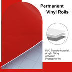 Luomorgo Red Permanent Vinyl Roll, 1 Roll | Waterproof Adhesive Vinyl, - Image 3