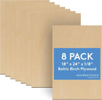 3 mm Baltic Birch Plywood 1/8 x 18 x 24 Inch, Box of 8 B/BB Grade Craft Wood by Woodpeckers
