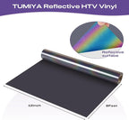 TUMIYA Heat Transfer Vinyl Reflective Rainbow HTV Roll, Reflective HTV Vinyl - Image 2