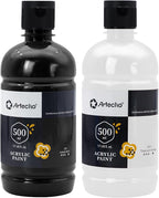 Artecho White and Black Acrylic Paint 500ml / 17oz Large Bottle | Semi Glossy by Artecho