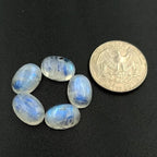SGM Shop™ Natural Rainbow Moonstone Calibrated Oval Shape 5Pcs Cabochon Loose - Image 2