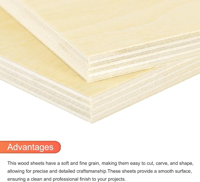 MECCANIXITY 10pcs Basswood Sheet 4 x 4 x 3/8 Inch Unfinished Wood Boards Plywood - Image 4