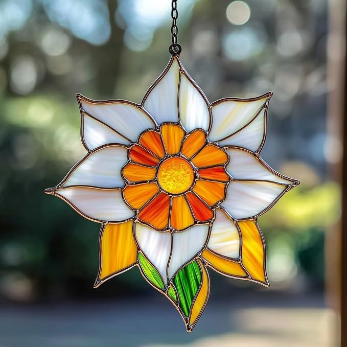 Narcissus Mosaic Style Acrylic Suncatcher Stained Glass Effect Window Car by AVAGAN