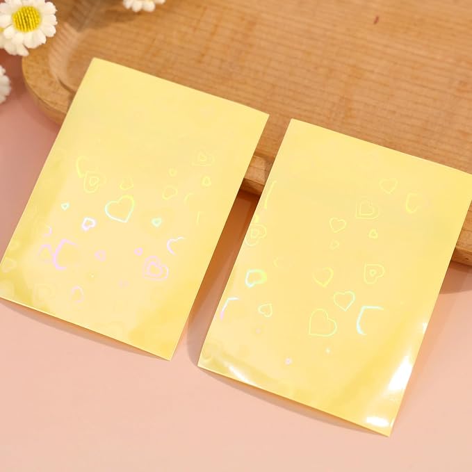 100pcs Photocard Sleeves, 9.1x6.5cm/3.58x2.56in Love Heart-Shape Holographic - Image 6