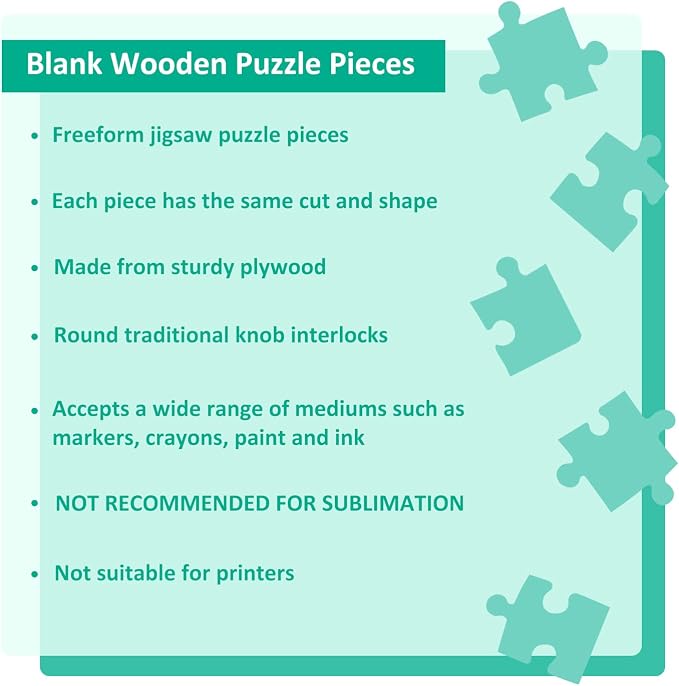 50 Piece Blank Wooden Puzzle Jumbo Size, Each Piece 4x3.2 Inches | Wooden Blank - Image 7