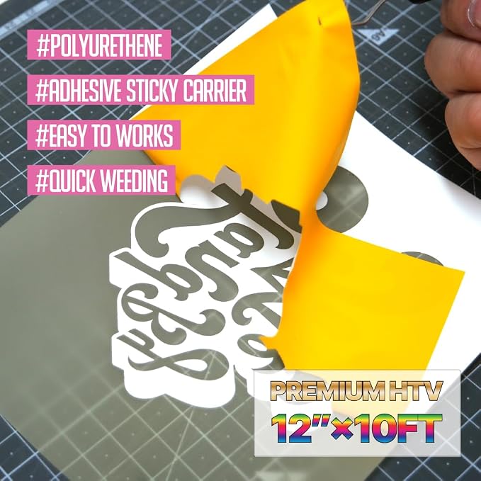 PU Heat Transfer Vinyl 12"×10ft Roll Yellow – HTV - Image 2