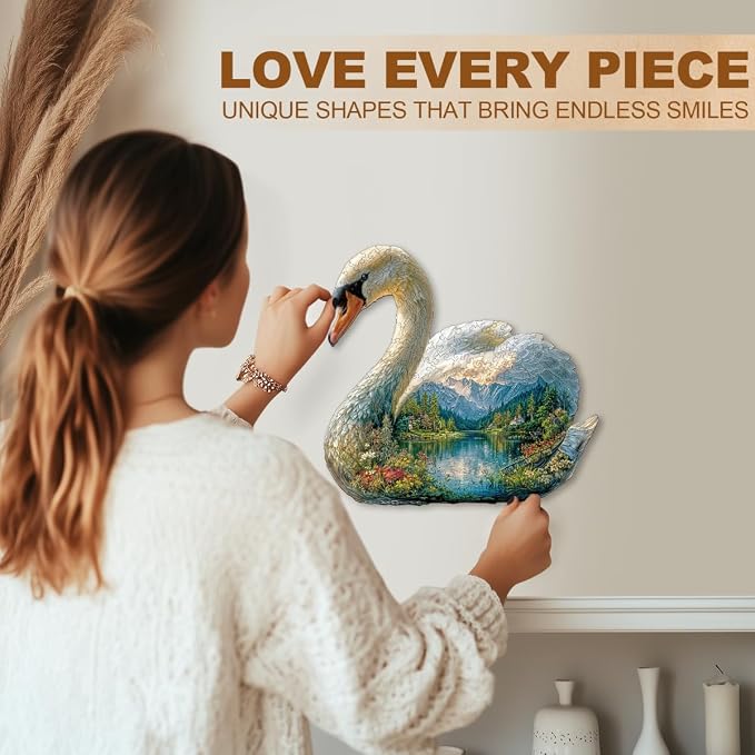 Swan Dream Puzzles Adults Gifts Wooden 90 Pieces 8.5 * 8in - Image 6