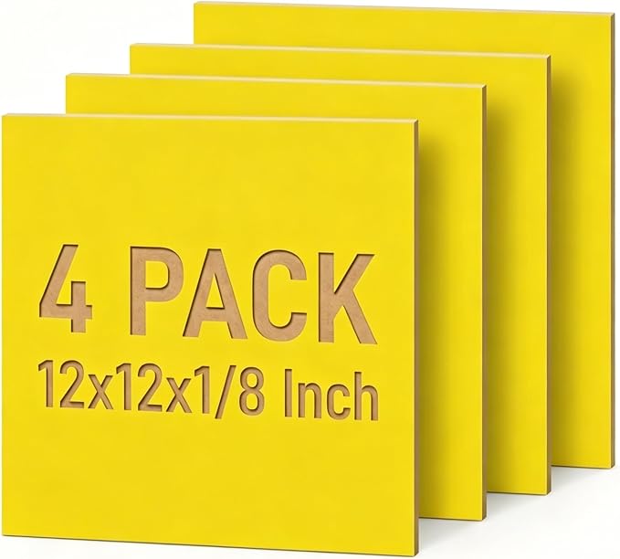 4 Pack Yellow Basswood Sheets for Crafts, DIY Ornaments & Architectural Models by Creatorally