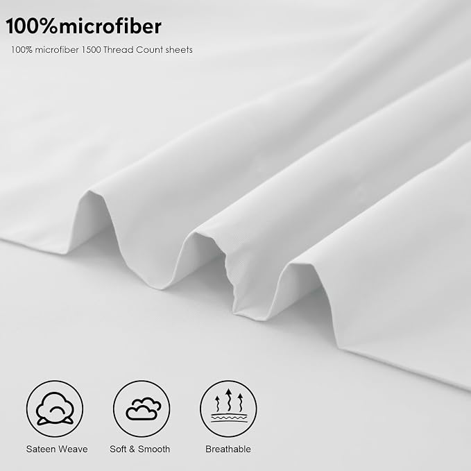 Toodou White Queen Bed Top Sheet is Made of Soft Wrinkle Resistant Microfiber - Image 7
