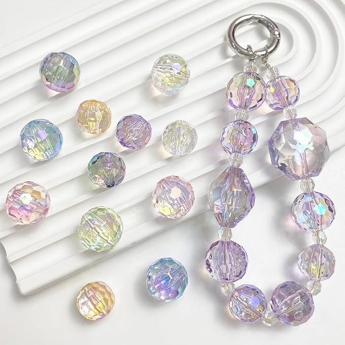 16mm Acrylic Beads UV Transparent Colorful Bead 95pcs Clear Football Beads - Image 2
