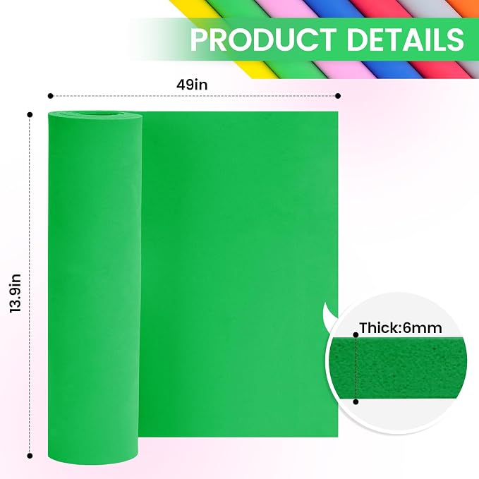 Do²ping Green Eva Foam Sheets roll, 6mm eva Craft Foam 49''x13.9'' High Density - Image 2