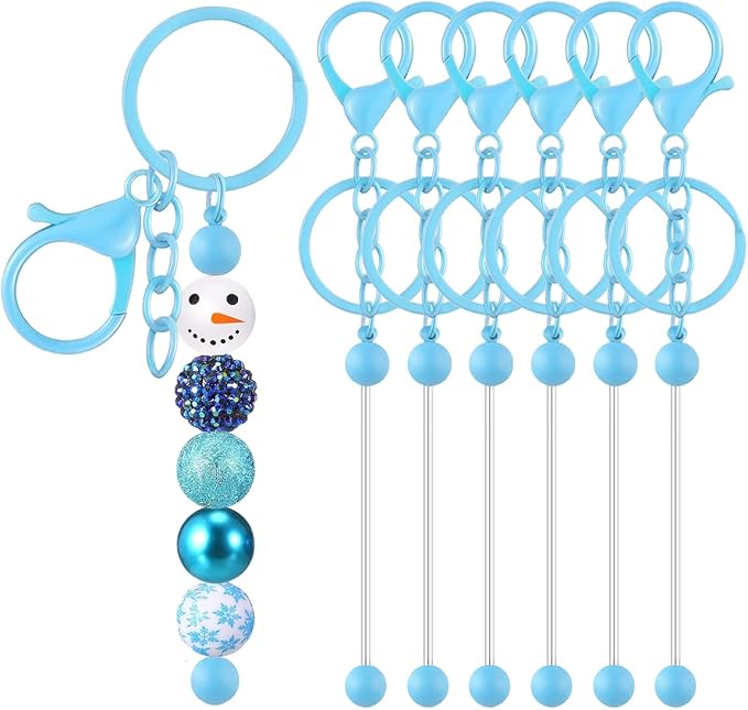 6Pcs Beadable Keychain Bars Blanks Bead Keychain Bar Metal Beaded Keychains by Sugiury