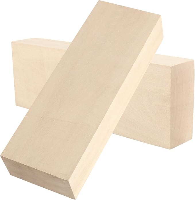 JAPCHET 2 Packs 10 x 3.5 x 1.7 Inch Basswood Blocks, Natural Unfinished Blocks by JAPCHET