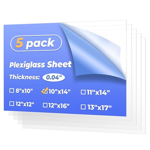10×14" Plexiglass Sheets 5 Pack, 1mm Thick Transparent Acrylic Sheets, Cuttable by Unknown