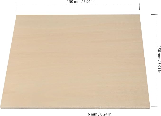 20 PCS 6x6 Inch Basswood Sheets, 1/4 Thick Unfinished Plywood Sheet, Wooden - Image 2