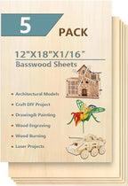 5 Pack 12"x18"x1/16 Basswood Sheets by twinsfox
