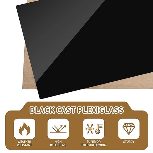 1 Pieces 12 x 16 Black Acrylic Sheet 1/4 inch Thick 6mm Black Plexiglass Sheet - Image 5