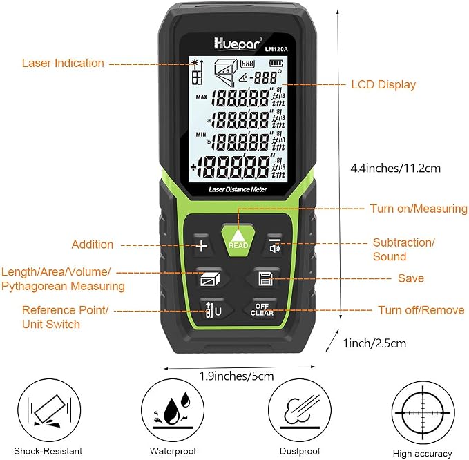 Huepar Laser Distance Meter 393Ft - Image 5