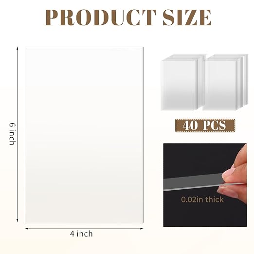 TKOnline 40 PCS Plexiglass Sheets, Invitations, Poster Frames Plastic Board - Image 2