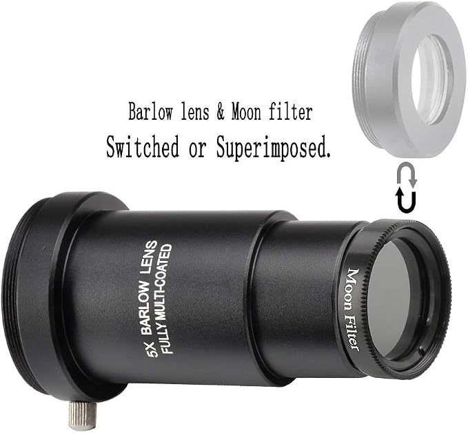 1.25-inch 5X Barlow Lens & Moon Filter Kit-for Telescope Eyepieces | Wide-angle - Image 4