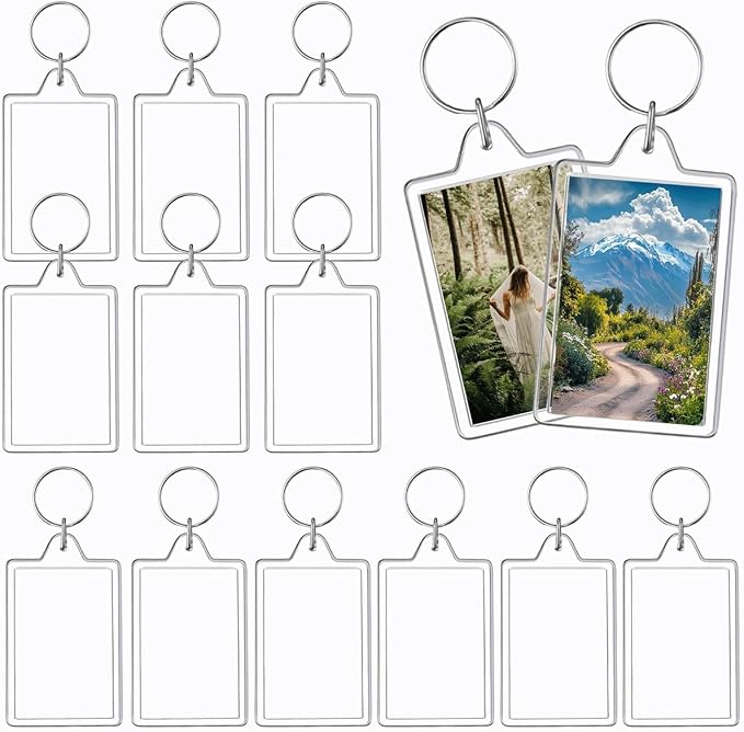 REDANHA 12pcs Acrylic Photo Frame Keychain Holder 2 x 3 In Picture Insert Blank by REDANHA