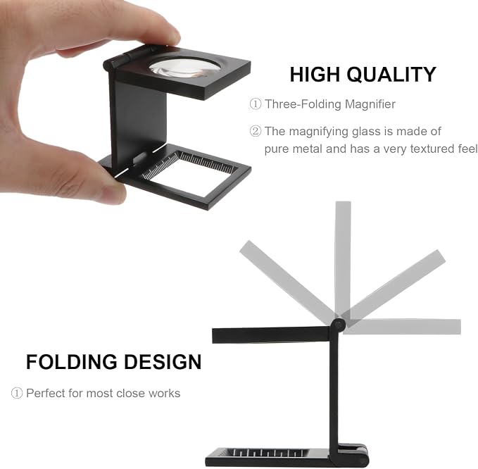 Rongon Magnifying Glass 10X Small Loupe Magnifier 4Pcs Folding Magnifiers Glass - Image 3