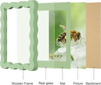 4x6 Picture Frame with Mat for 3.5x5, Wavy Edge Wooden Real Glass Photo Frame - Image 5