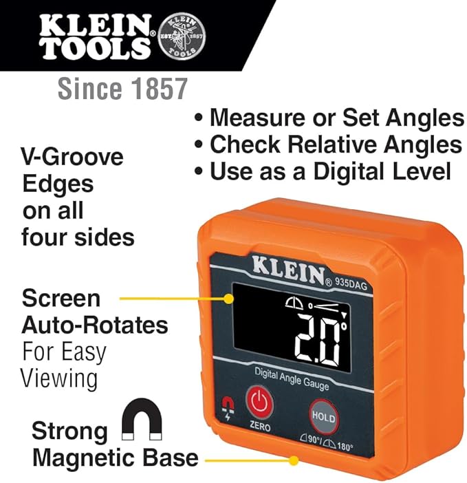Klein Tools 935DAG Digital Electronic Level and Angle Gauge, Measures 0 - Image 2
