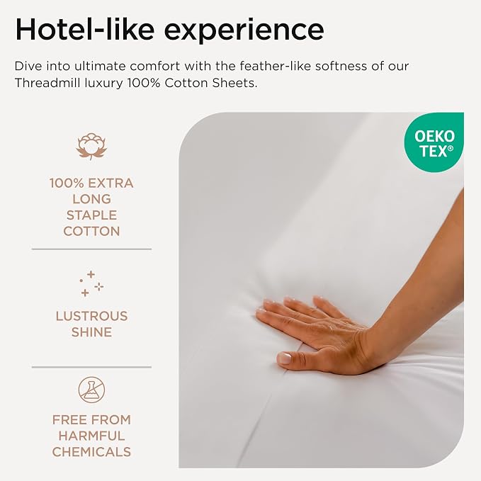 Threadmill Luxury 800 Thread Count Twin 100% Cotton Sheets - Image 3