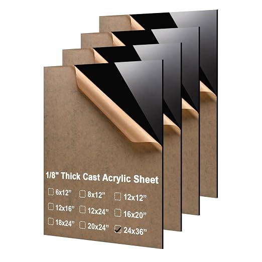 KINLINK 24x36 Plexiglass Sheets 1/8 inch Thick - 3mm Black Cast Acrylic Sheet by KINLINK