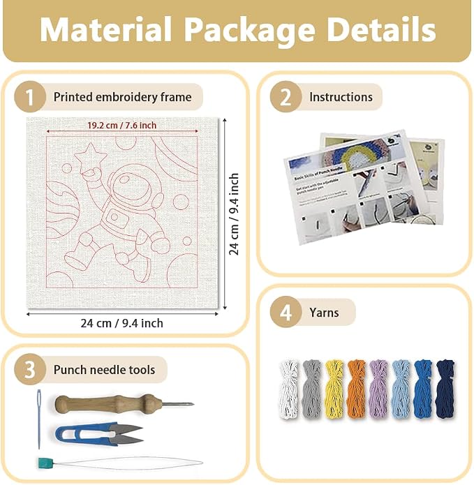 Doodlream Astronaut Needle Kit for Beginner, 9.4"x 9.4" Space Planet Punch - Image 2