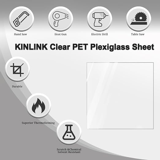 KINLINK 11x14 Plexiglass Sheets 1/24 inch Thick, 1mm Clear PET Plastic Sheet - Image 3
