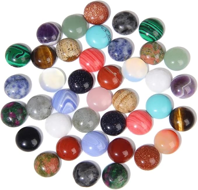 2TTFishoo 20pcs 14mm Natural Stone No Hole Assorted Colors Semicircle Smooth - Image 3